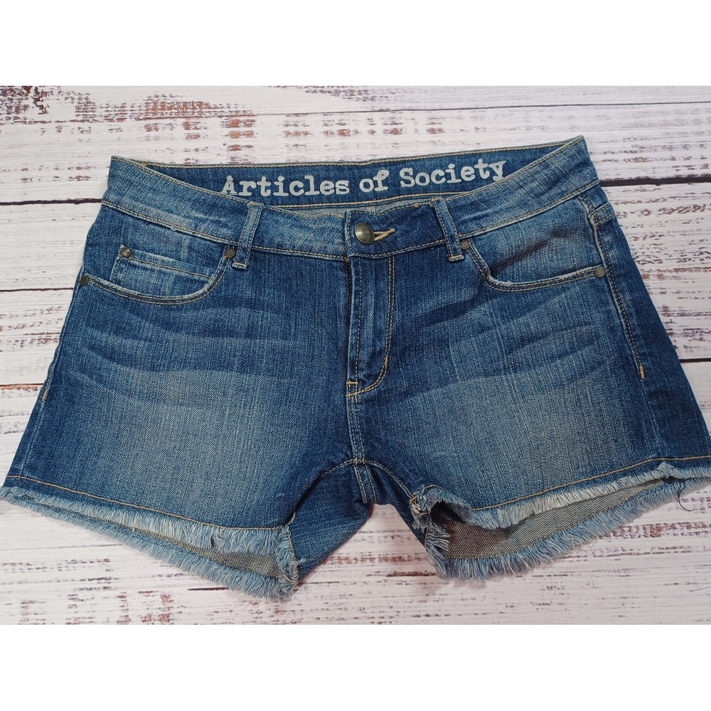 Articles of Society Denim Shorts Womens 27 Blue Excellent Raw Hem Cut Off